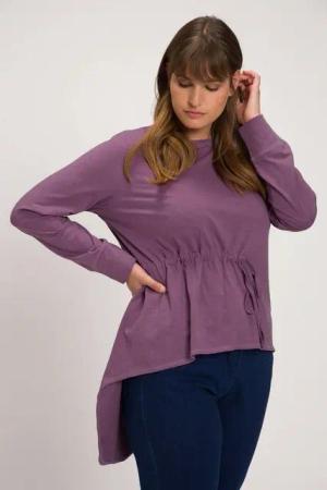 Ulla Popken Longshirt Shirt Zipfelsaum Rundhals Langarm Biobaumwolle
