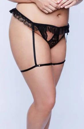 Ulla Popken Slip String abnehmbare Stockings Spitze