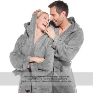 aqua-textil Bademantel Saunamantel Frottee Mantel Kapuze für Sie&Ihn Föhr XXL grau, Baumwolle