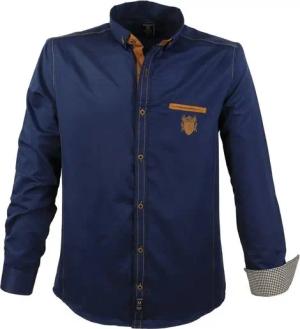 Lavecchia Langarmhemd Lavecchia Herren Langarmhemd 1980 (Navyblue, 7XL) Herrenhemd mit Farbkontrasten