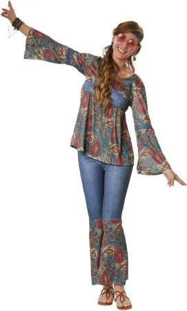 dressforfun Hippie-Kostüm Frauenkostüm Hippie Girl Harmony, Outfit in Jeans- und Ornamentenoptik