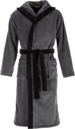 Di Ficchiano Bademantel Di Ficchiano Herren Bademantel MONZA mit Kapuze, wadenlang, Polyester, Weitenverstellung, Bindegürtel