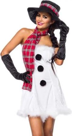 Kostüm 4-tlg. Snow Girl Kostüm Schneemann Outfit aus Plüsch und Samt