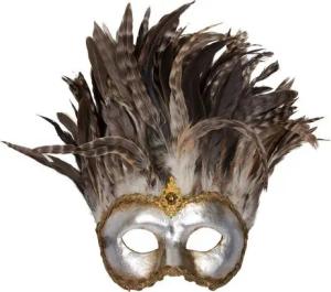 Maskworld Verkleidungsmaske Incas Colombina argento piume