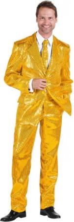 thetru Partyanzug Schlager Pailletten Kostüm Anzug gold - Karneval, Goldener Glitzeranzug als ultimatives Party-Outfit