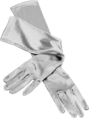 thetru Kostüm 20er Jahre Handschuhe silber, Silberne Satin Handschuhe für Dein Flapper-Outfit