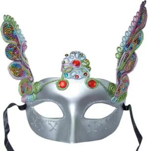 Das Kostümland Verkleidungsmaske Augenmaske Florenz mit bunten Pailletten Silber