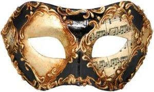 Maskworld Verkleidungsmaske Colombina scacchi oro cuoio