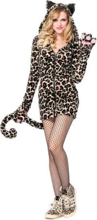 Leg Avenue Kostüm Plüschkostüm Leopard Hodie Dress, Flauschig-verführerisches Raubtier-Outfit