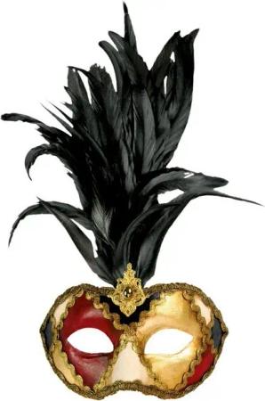Maskworld Verkleidungsmaske Galetto Colombina piume nere