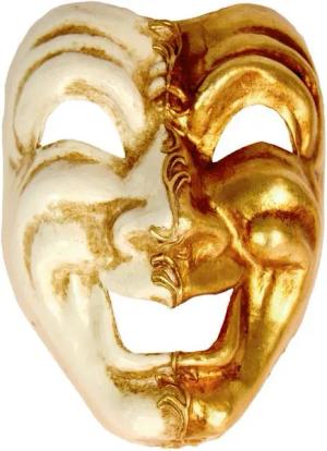 Maskworld Verkleidungsmaske Volto ridi oro bianco