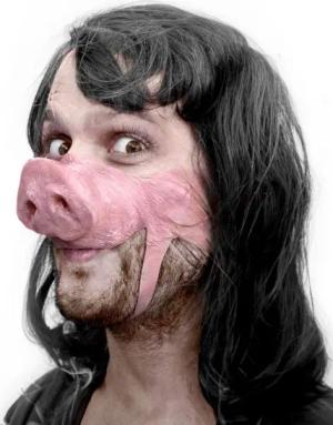Wizardo Verkleidungsmaske Schweinsmaske Hello Piggy - Fasching Halloween, Eine lustige Schweinemaske für Karneval und Verkleidungspartys