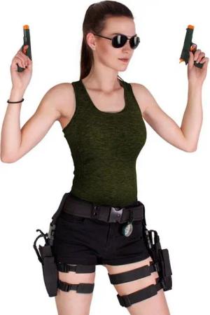 Black Snake Kostüm Lara Croft Kostüm für Damen – Sexy Outfit für Fasching & Karneval, Damen Faschingskostüm