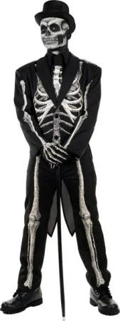 Underwraps Kostüm Skelett Dandy, Halloween taugliches Dandy Outfit mit Skelett-Print