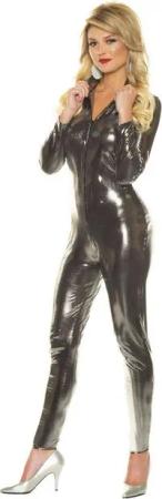 Underwraps Kostüm Catsuit kristallschwarz, Körperbetontes Outfit für einen glänzenden Auftritt