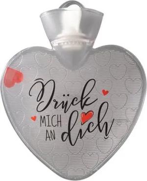 Hugo Frosch Wärmflasche - Wärmflasche Herz 1,0 l transparent mit Druck und Herzeinlage, "Made in Germany