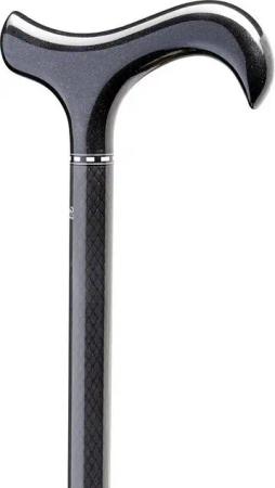Stockshop Gehstock Carbon-Gehstock KARO BLACK, Derbygriff aus Carbon schwarz, Carbonstoc