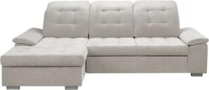 WERK2 Ecksofa Carmen, mit Bettksten, Sitz- & Rückenheftung, Breite 261 cm, L-Form, mit Sitztiefenverstellung, Luxus-Microfaser Chenille, Creme