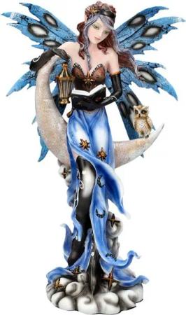 Figuren Shop GmbH Fantasy-Figur Elfen Figur mit Mond - Moon Fairy - Fantasy Fee Dekoration Mondschein