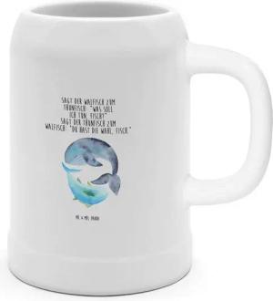 Mr. & Mrs. Panda Bierkrug Walfisch Thunfisch - Weiß - Geschenk, 5 l, Krug, lustige Sprüche, Tie, Steinzeug, Hochwertiges Steingut