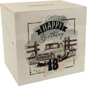 speecheese Spardose Happy Birthday 18 Auto Spardose aus Holz