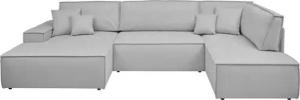 andas Wohnlandschaft FINNLEY U-Form XXL 329 cm, Schlafsofa, Schlaffunktion m. Bettkasten, (194/139 cm), Bouclé, Struktur und Cord