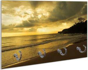Wallario Handtuchhalter Badestrand auf den Malediven - Stille am Abend, aus Glas mit 4 Metallhaken