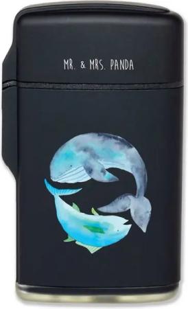 Mr. & Mrs. Panda Feuerzeug Walfisch Thunfisch - Schwarz - Geschenk, Sturmfeuerzeug nachfüllbar, (1-St), Stylisches Design