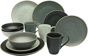 CreaTable Tafelservice 14634, Serie INDUSTRIAL GOLD, Geschirrset, Kombiservice 16 teilig (16-tlg), 4 Personen, hochwertiges Steinzeug