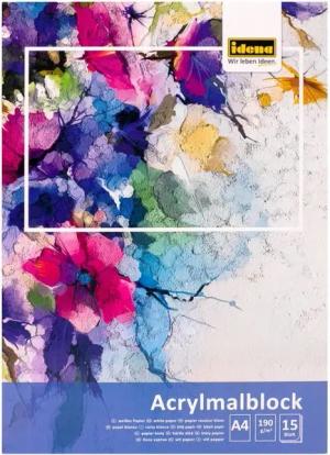 Idena Malblock Idena 68163 - Acrylmalblock A4 mit 15 Blatt weißem, fein strukturierte