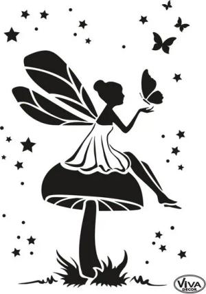 Viva Decor Malschablone Schablone Elfe und Pilz, DIN A4