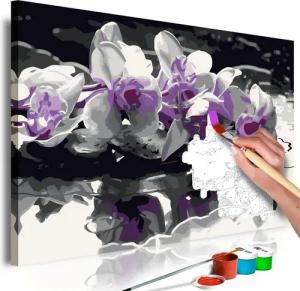 Artgeist Malen nach Zahlen Violette Orchidee (schwarzer Hintergrund & Wasserspiegelung)