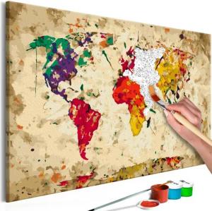 Artgeist Malen nach Zahlen Weltkarte (Farbflecken)