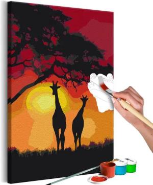 Artgeist Malen nach Zahlen Giraffes and Sunset