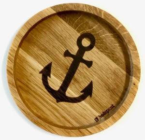 holzpost GmbH Getränkeuntersetzer Holzuntersetzer "Anker", Untersetzer aus massiver Eiche