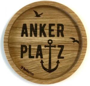 holzpost GmbH Glasuntersetzer Holzuntersetzer "Ankerplatz", Untersetzer aus massiver Eiche