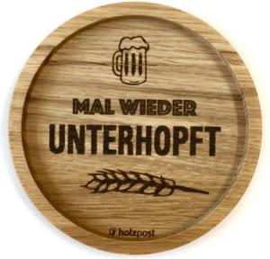 holzpost GmbH Glasuntersetzer Holzuntersetzer "Unterhopft", Untersetzer aus massiver Eiche