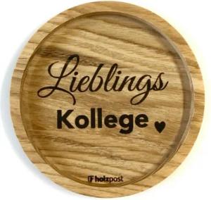 holzpost GmbH Getränkeuntersetzer Holzuntersetzer "Lieblingskollege", Untersetzer aus massiver Eiche