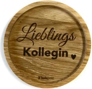 holzpost GmbH Getränkeuntersetzer Holzuntersetzer "Lieblingskollegin", Untersetzer aus massiver Eiche
