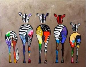 VBS Malvorlage Malen nach Zahlen Zebras, 40 cm x 50 cm auf Keilrahmen