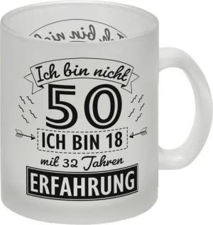 speecheese Tasse Witziger Glas Tasse für den 50. Geburtstag mit Motiv: Erfahrung