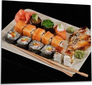 Wallario Herd-Abdeckplatte Sushi-Menü mit Inside-Out Sushi, Nigiri und Wasabi, ESG-Sicherheitsglas, (Glasplatte, 1 tlg., inkl. 5mm Noppen), verschiedene Größen