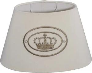 Dirk Davids Leuchten GmbH Lampenschirm für Tischleuchte in Oval Leinen Beige gestickte Krone in Braun