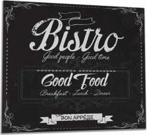 Wallario Herd-Abdeckplatte Bistro-Design in schwarz-weiß, ESG-Sicherheitsglas, (Glasplatte, 1 tlg., inkl. 5mm Noppen), verschiedene Größen