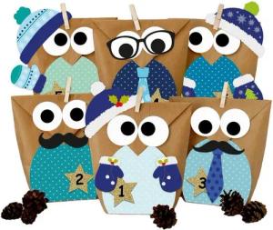 PAPIERDRACHEN Kalender zum Selbstbasteln DIY Adventskalender - Weihnachtseulen - Blau