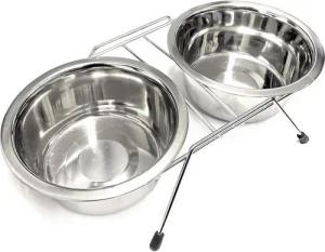 HAC24 Futternapf Rutschfeste Futterstation Hunde Fressnapf Trinknapf Edelstahl, Edelstahl, 2x 850ml, Ø 16,5 cm
