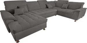 DOMO collection Wohnlandschaft Franzi wahlweise mit Kopfteilverstellung Bettfunktion, Bettkasten, im XXL-Format B/T/H: 352/214/80 cm, Steppung im Sitz, U-Form
