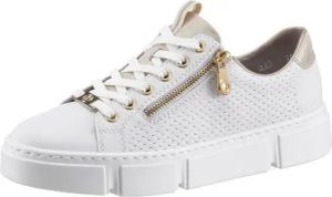 Rieker Plateausneaker mit goldfarbenen Details, Freizeitschuh, Halbschuh, Schnürschuh