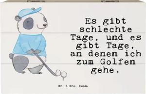 Mr. & Mrs. Panda Dekokiste Panda Golfen Tage - Weiß - Geschenk, Holzkiste, Schenken, Auszeichnun (1 St)