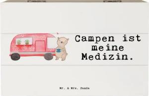 Mr. & Mrs. Panda Dekokiste Bär Camper Medizin - Weiß - Geschenk, Holzkiste, Kiste, Schatulle, Er (1 St)